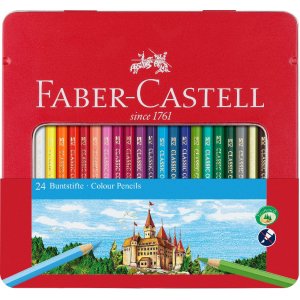 Crayons de couleur Château Hexagonal Étui en métal - 24 couleurs Crayons de couleur Château Hexagonal Étui en métal - 24 couleurs