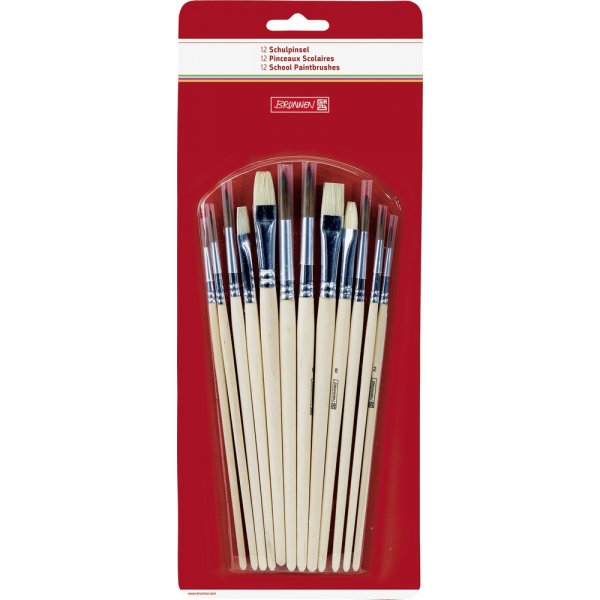 L\\\'ensemble de pinceaux de l\\\'cole - paquet de 12