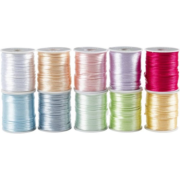 Cordon satin - couleurs pastel - 10 x 50 m Cordon satin - couleurs pastel - 10 x 50 m