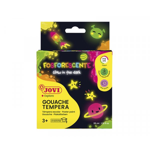 Peinture tempera - Jovi - Gouache qui brille dans le noir 4 x 35 ml