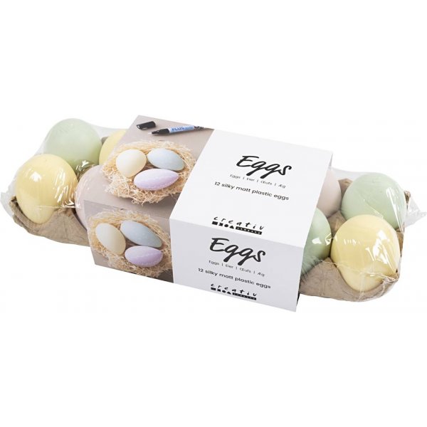 Oeufs en plastique - couleurs pastel - 12 pcs Oeufs en plastique - couleurs pastel - 12 pcs