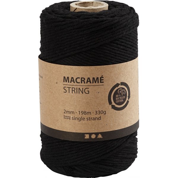 Fil macramé - noir - Ø2 mm - 198 m Fil macramé - noir - Ø2 mm - 198 m