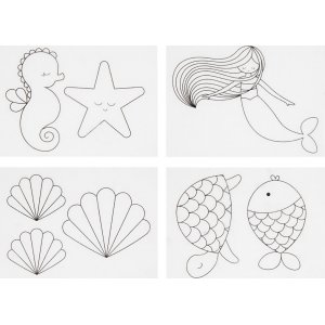 Feuille plastique rétractable avec motif - transparente mate - Sirène - 4 feuilles Feuille plastique rétractable avec motif - transparente mate - Sirène - 4 feuilles