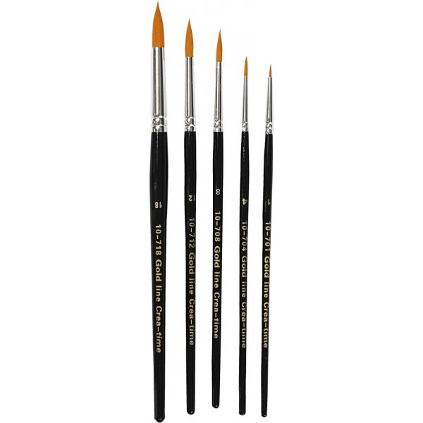 Pinceaux Gold Line - non. 1+4+8+12+18 - rond - 5 pices