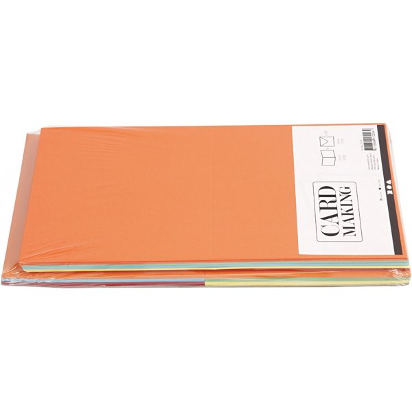 Cartes et enveloppes - couleurs mlanges 16 x 16 cm - 50 sets