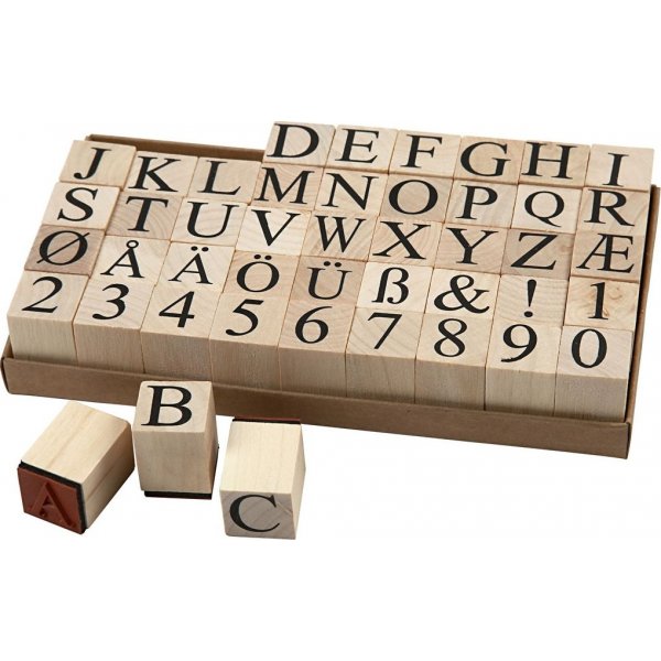 Timbres - lettres et chiffres - 20 x 20 mm - 45 pcs