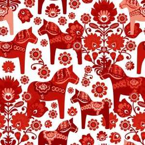 Tricot à motifs 150 cm - Cheval Dala rouge Tricot à motifs 150 cm - Cheval Dala rouge