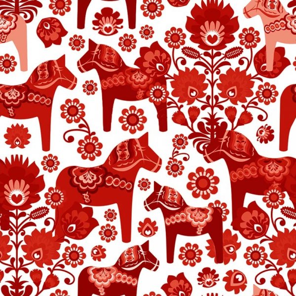Tricot  motifs 150 cm - Cheval Dala rouge