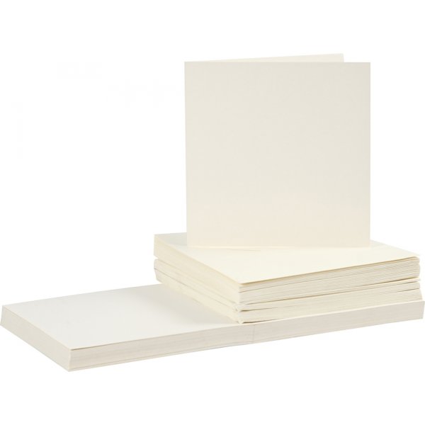 Cartes et enveloppes - blanc cass 16 x 16 cm - 50 sets