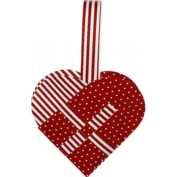 Set de loisirs cratifs - Coeurs tresss - motif rouge/blanc - 8 pcs