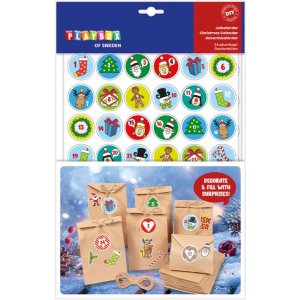 Kit de bricolage Calendrier de Noël, 24 sachets, 3 feuilles d'autocollants Kit de bricolage Calendrier de Noël, 24 sachets, 3 feuilles d'autocollants