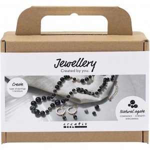 Kit DIY - Bijoux en agate - Noir et blanc Kit DIY - Bijoux en agate - Noir et blanc