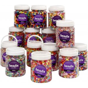 Perles en plastique - couleurs mélangées - 16 x 700 ml Perles en plastique - couleurs mélangées - 16 x 700 ml