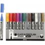 Marqueurs pour verre et porcelaine - couleurs mlanges - semi opaques - 1-2 mm - 12 pcs
