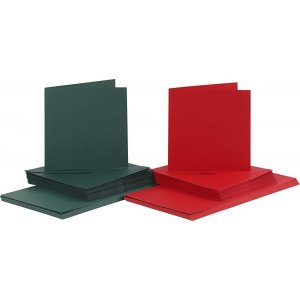 Cartes et enveloppes - vert et rouge 16 x 16 cm - 50 sets Cartes et enveloppes - vert et rouge 16 x 16 cm - 50 sets