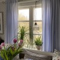 Image client Tissu coton Vichy Medium carrés - Bleu clair-Blanc - 140 cm