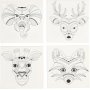 Toile avec impression - blanc - animaux - 4 pcs