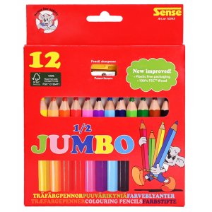 Crayons de couleur 1/2 Jumbo Sense - 12 crayons Crayons de couleur 1/2 Jumbo Sense - 12 crayons