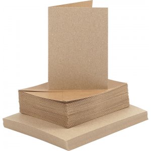 Cartes et enveloppes - naturel - 11,5 x 16,5 cm - 50 sets Cartes et enveloppes - naturel - 11,5 x 16,5 cm - 50 sets