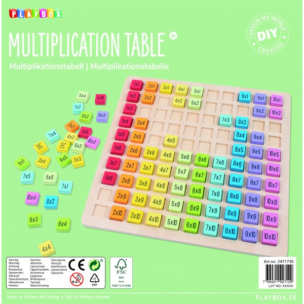 Table de multiplication en bois