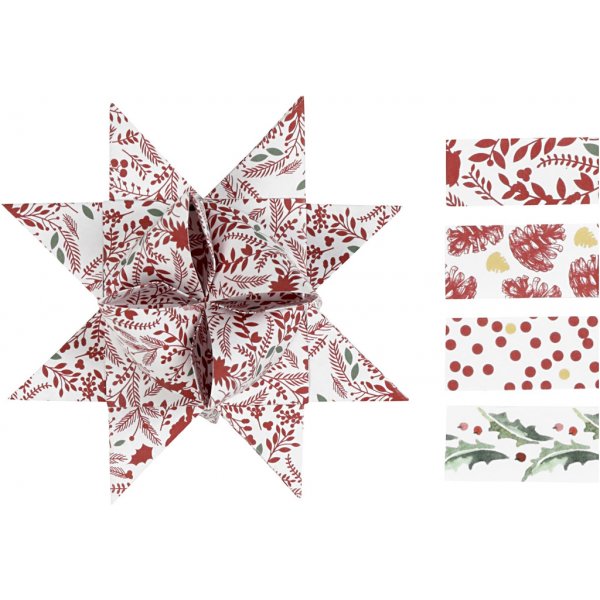 Bandes toiles - rouge - blanc - 6,5+11,5 cm, 48 bandes