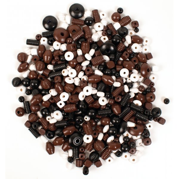 Mlange de perles de bois marron