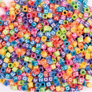 Perles lettres colorées 7 x 7 mm - env. Perles lettres colorées 7 x 7 mm - env.