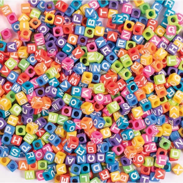 Perles lettres colores 7 x 7 mm - env.