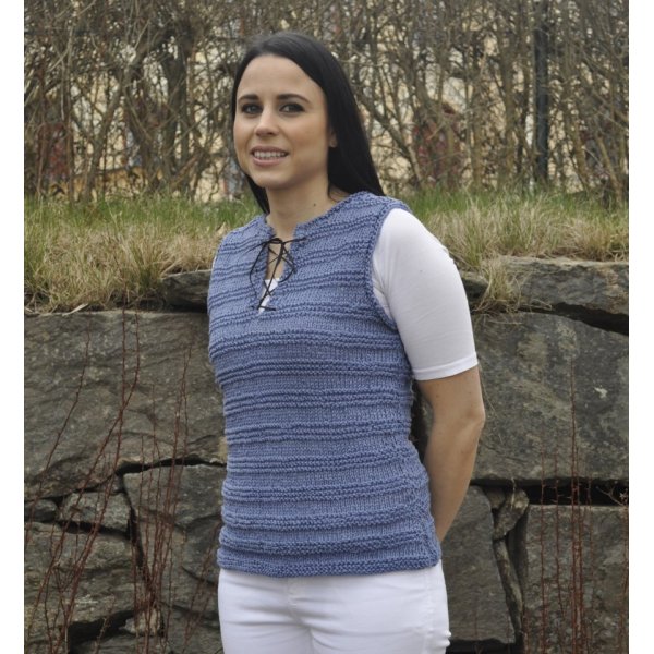 Patron tricot - Top  lacets, tricot en fil double.