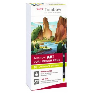 Lot de 18 feutres à double pointe Tombow ABT pour paysages Lot de 18 feutres à double pointe Tombow ABT pour paysages