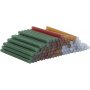 Btons de colle pour mini pistolet  colle - or - vert - rouge - argent - paillettes - L10 cm - 100 pcs