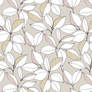 Toile cirée PVC Feuilles - Beige Toile cirée PVC Feuilles - Beige