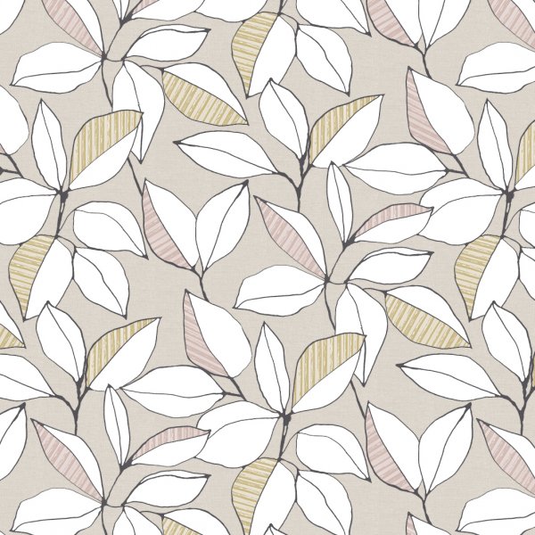 Toile cire PVC Feuilles - Beige