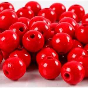 Perles en bois - Ø10 mm - rouge - 20 g Perles en bois - Ø10 mm - rouge - 20 g