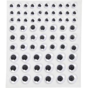Yeux mobiles - blancs - autocollants - Ø8+12+14 mm - 69 pcs Yeux mobiles - blancs - autocollants - Ø8+12+14 mm - 69 pcs