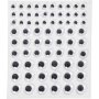 Yeux mobiles - blancs - autocollants - Ø8+12+14 mm - 69 pcs
