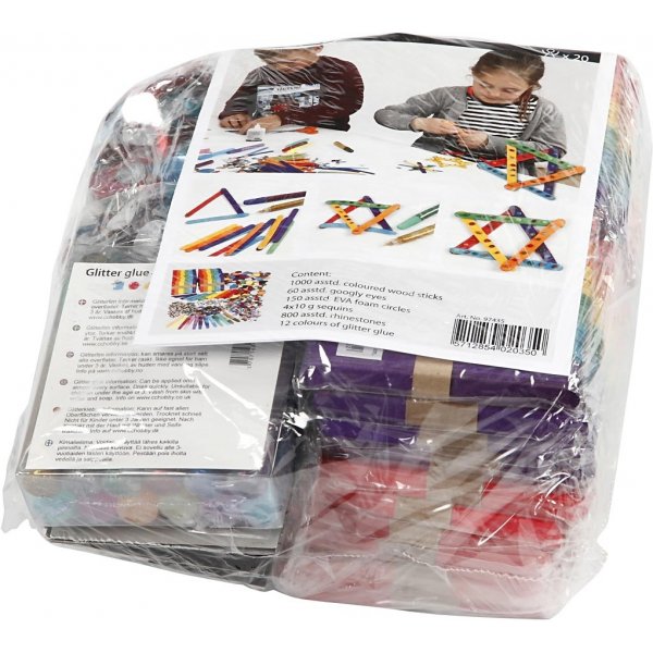Paillettes et bâtons en bois - couleurs mélangées Paillettes et bâtons en bois - couleurs mélangées