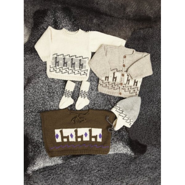 Patron tricot - Cardigan, pull et poncho avec lamas, bonnet et chaussettes