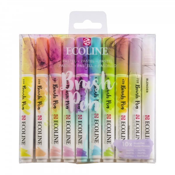 Lot de 10 stylos pinceaux Ecoline - Pastel