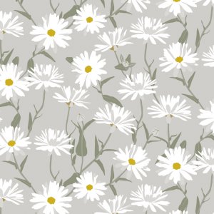 Toile cirée à motif marguerite - Grise Toile cirée à motif marguerite - Grise