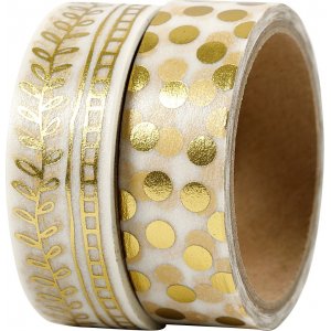 Ruban Washite Vivi Gade - Or - Rang et points - feuille Ruban Washite Vivi Gade - Or - Rang et points - feuille