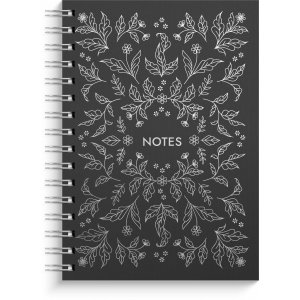 Carnet A5 argenté à motif floral, reliure spirale Carnet A5 argenté à motif floral, reliure spirale