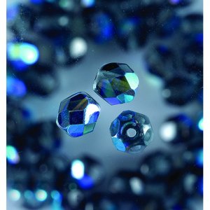 Perles de verre à facettes - anthracite - rondes, chatoyantes Perles de verre à facettes - anthracite - rondes, chatoyantes