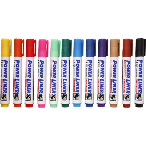 Marqueurs pour tableau blanc 4 mm - Couleurs mlanges - 12 pcs