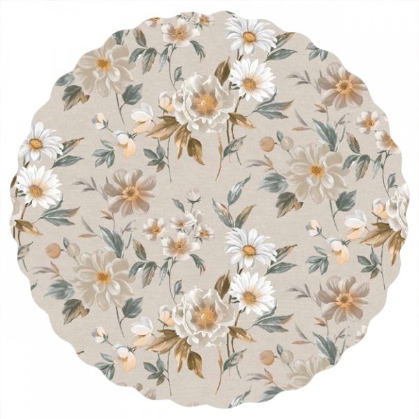 Bche PVC Ronde Fleur - Beige