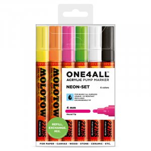Marqueurs acryliques One4All 4mm 6 Pens - Néon Marqueurs acryliques One4All 4mm 6 Pens - Néon
