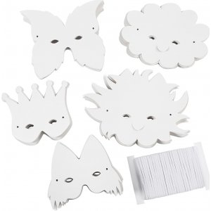 Masques en carton et élastique - blanc - 100 pcs Masques en carton et élastique - blanc - 100 pcs