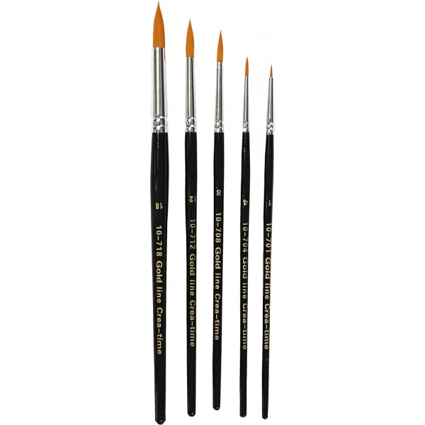 Pinceaux Gold Line - non. 1+4+8+12+18 - rond - 5 pièces Pinceaux Gold Line - non. 1+4+8+12+18 - rond - 5 pièces