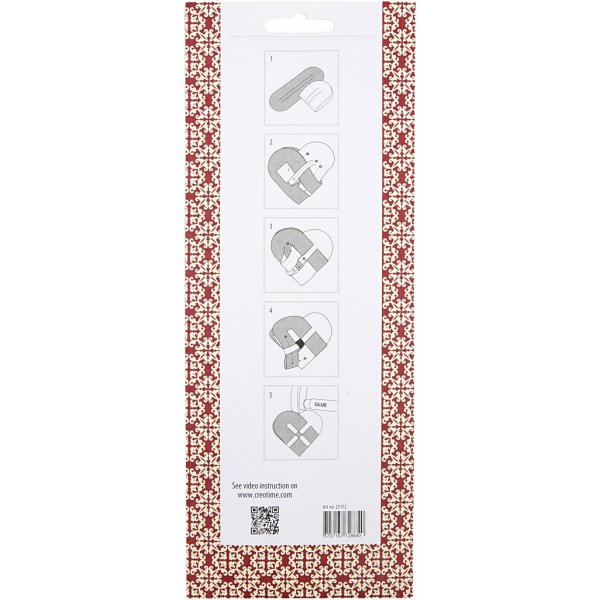 Set de loisirs cratifs - Coeurs tresss - motif rouge/blanc - 8 pcs