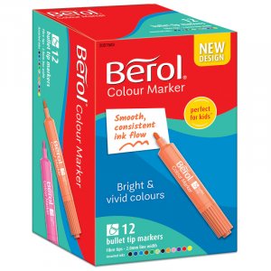 Stylo fibre Berol Colormarker, balle, couleurs assorties, boîte-12 Stylo fibre Berol Colormarker, balle, couleurs assorties, boîte-12